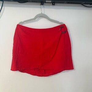 Elegant Red Skirt with Buckle Detail